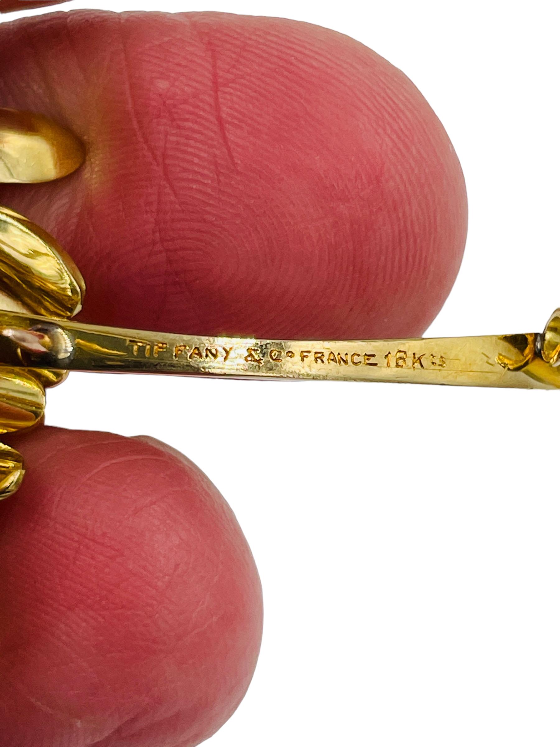 Women's or Men's Tiffany Pearl Diamond Yellow Gold Brooch For Sale
