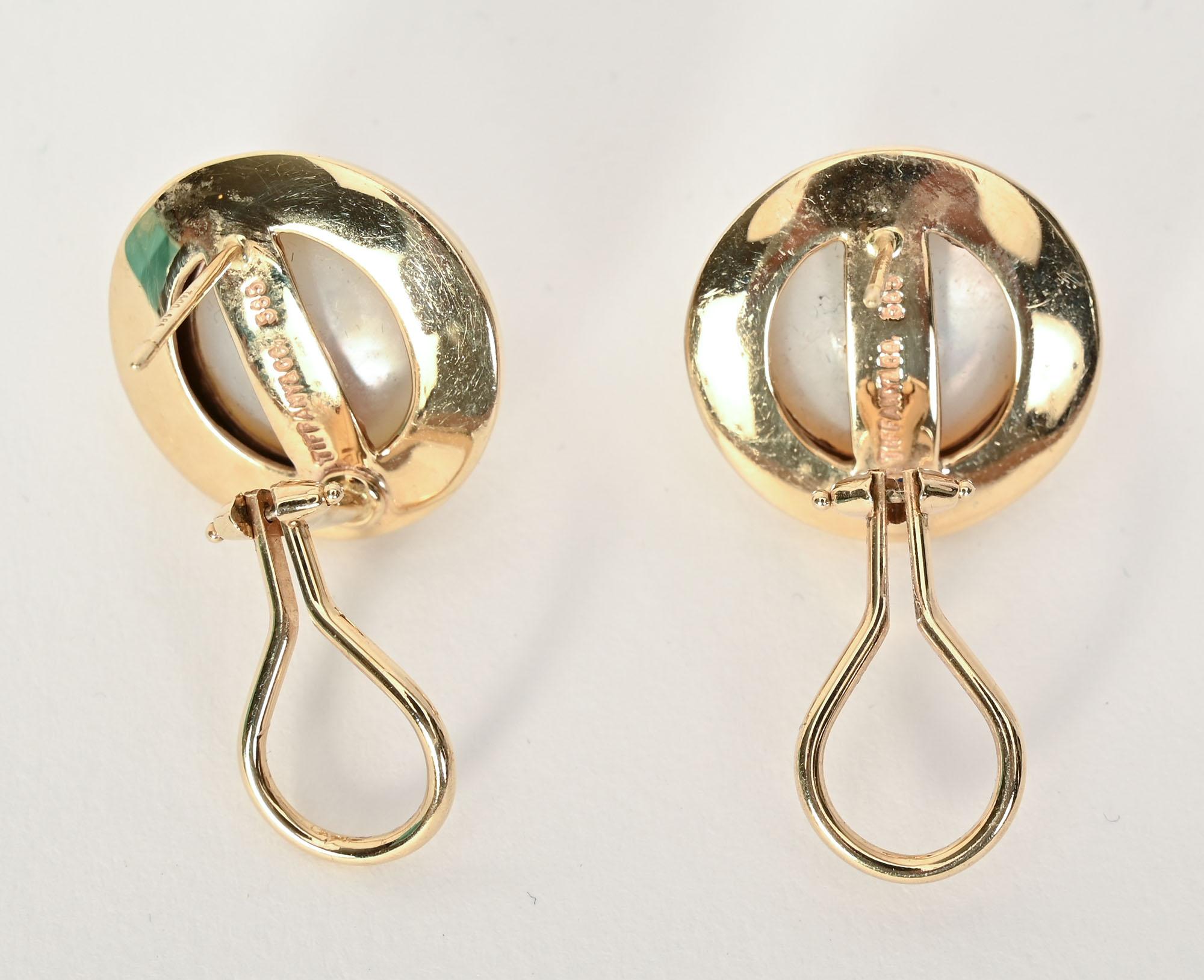 Contemporary Tiffany Pearl Earrings For Sale