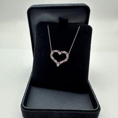 Tiffany Pink Sapphire and Diamond Platinum Heart Pendant Necklace