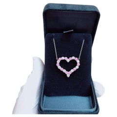 Tiffany Pink Sapphire and Diamond Platinum Heart Pendant Necklace