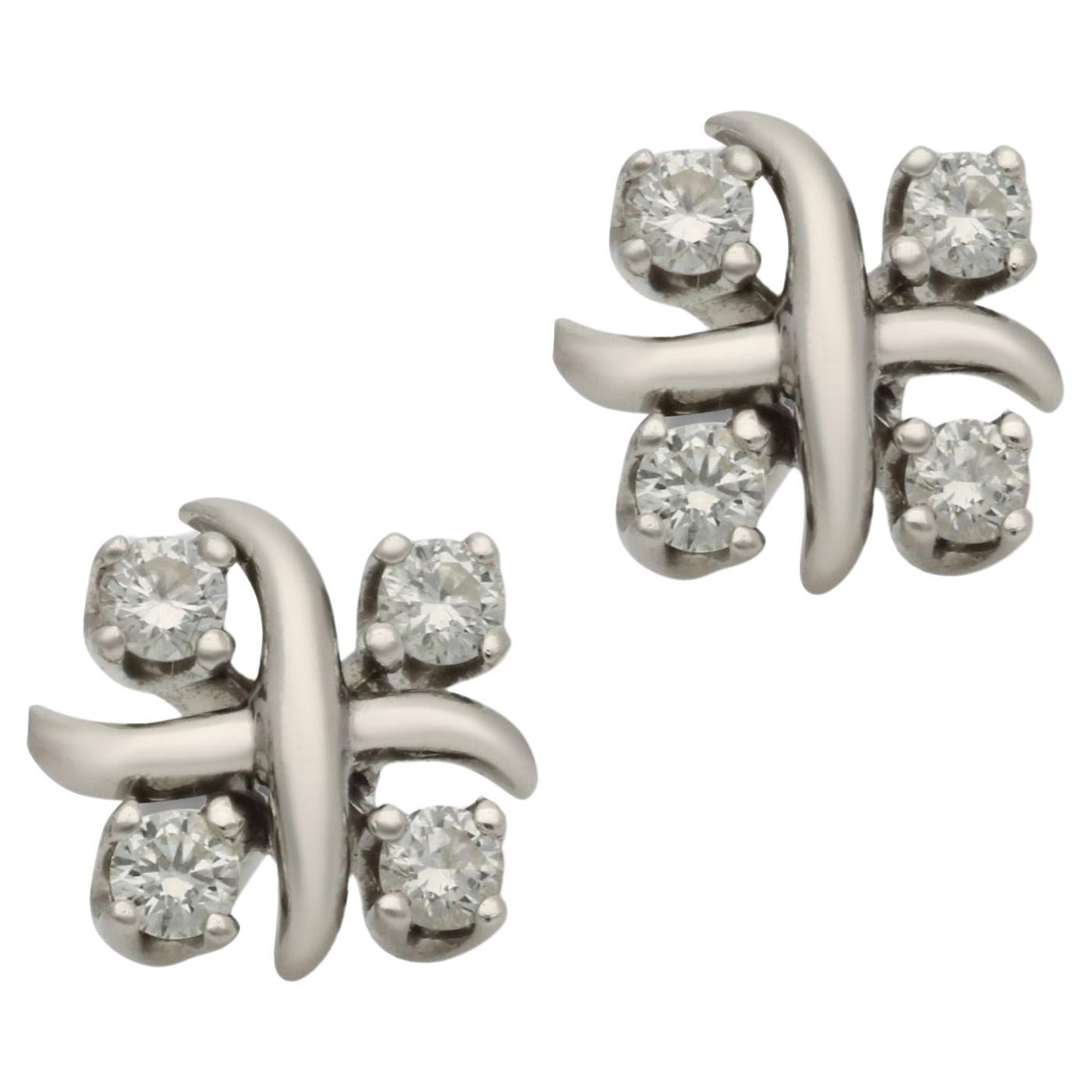 Tiffany Diamonds By The Yard Diamond Yellow Gold [18K] Stud Earrings Gold -  2 Pieces | Chairish