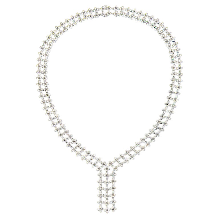 Tiffany and Co. Platinum Diamond 'Lace' Necklace For Sale at 1stDibs