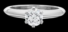 Tiffany Platinum Single Stone/Solitaire Round Brilliant 0.69Ct H IF Diamond Ring