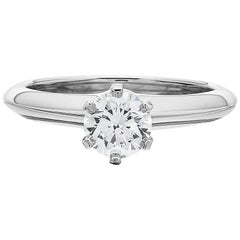 Tiffany Platinum single stone/Solitaire round brilliant 0.69ct H IF diamond ring