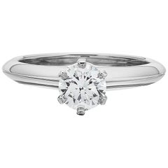 Bague Tiffany Platinum Single Stone/Solitaire Round Brilliant 0.69Ct H IF Diamant