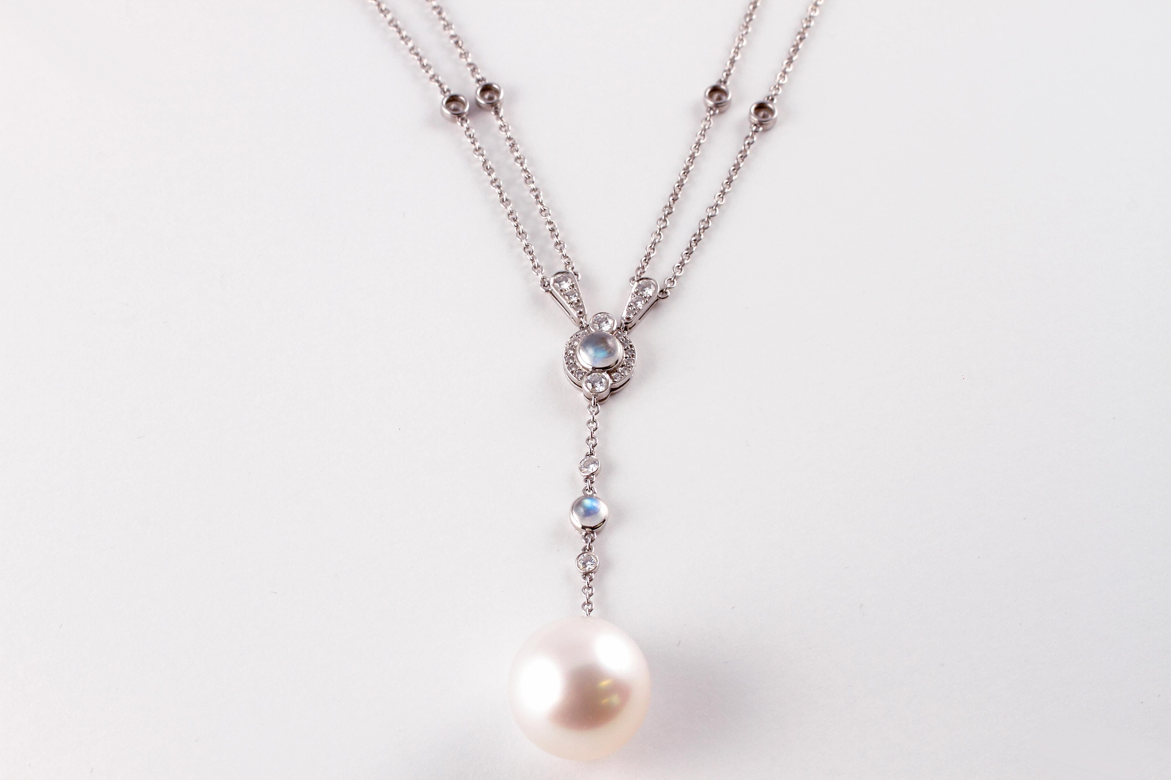 tiffany pearl and diamond necklace