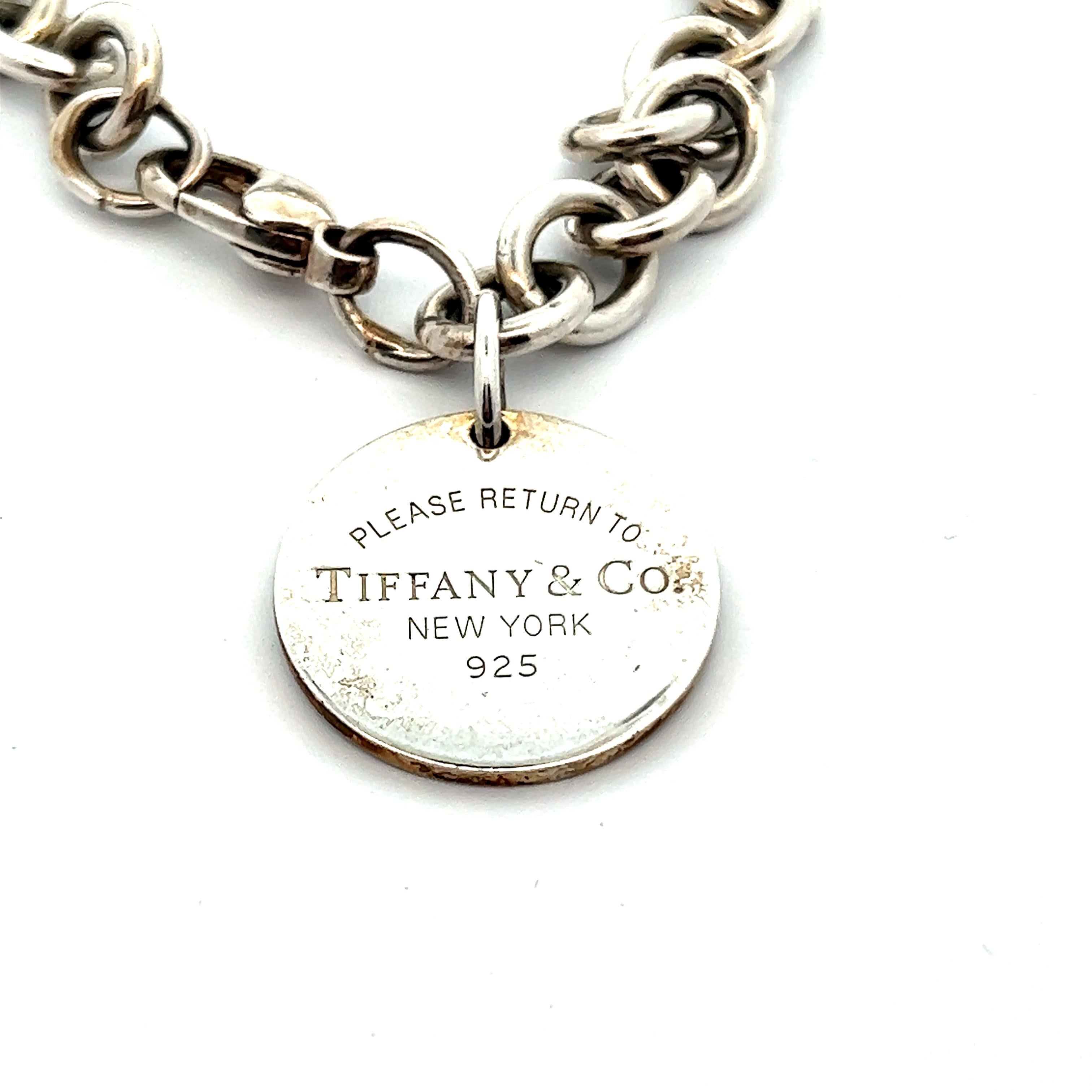 Contemporain Tiffany Please retourner à Tiffany Tag 925 Sterling Silver Chunky Link Bracelet  en vente