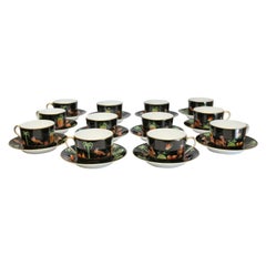 Taza de té y platillos de porcelana Tiffany Private Stock Le Tallec Paleta negra