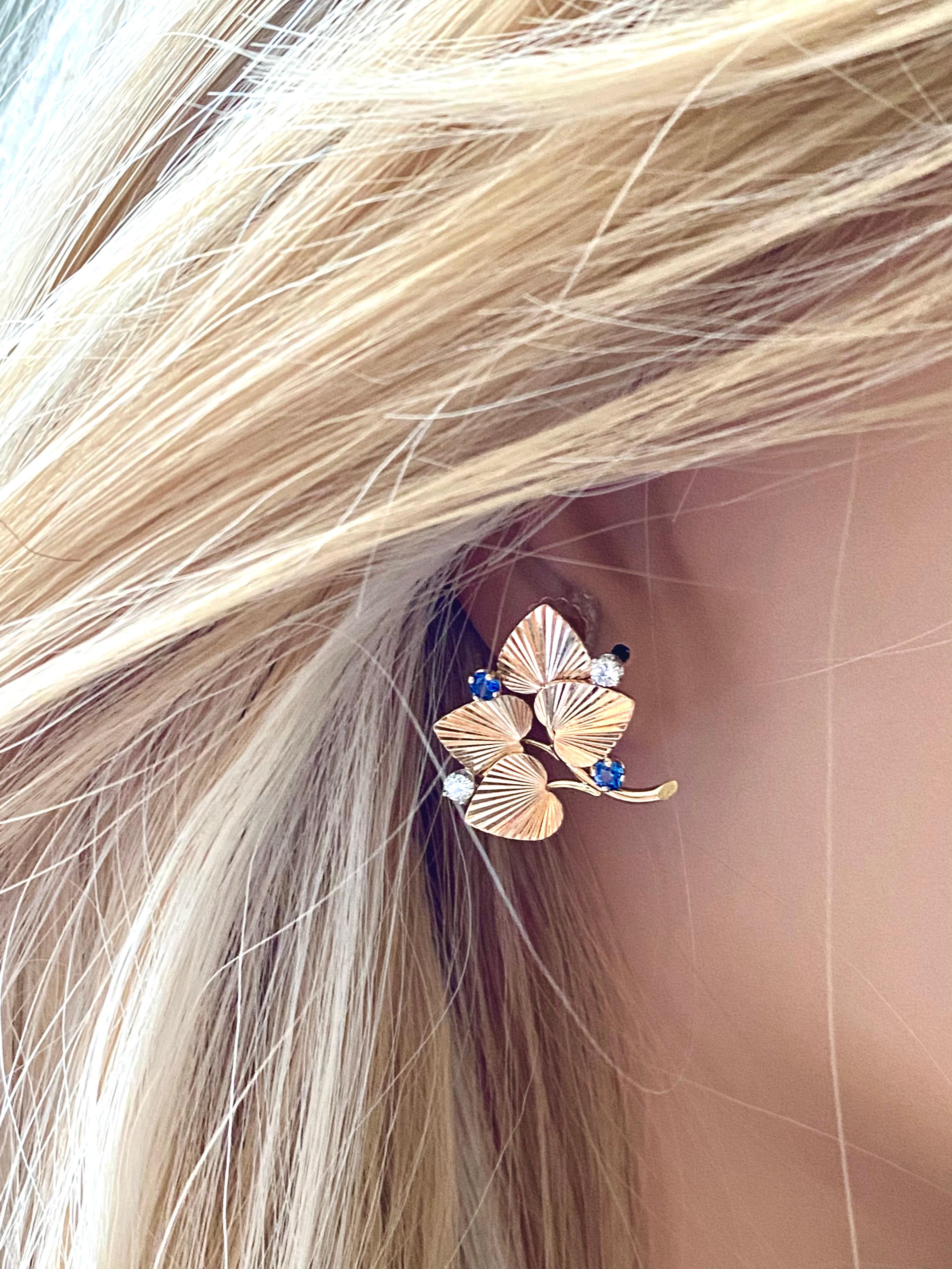 Tiffany Retro Diamond Sapphire Yellow Gold Set Earrings Pendant Signed 7451 1