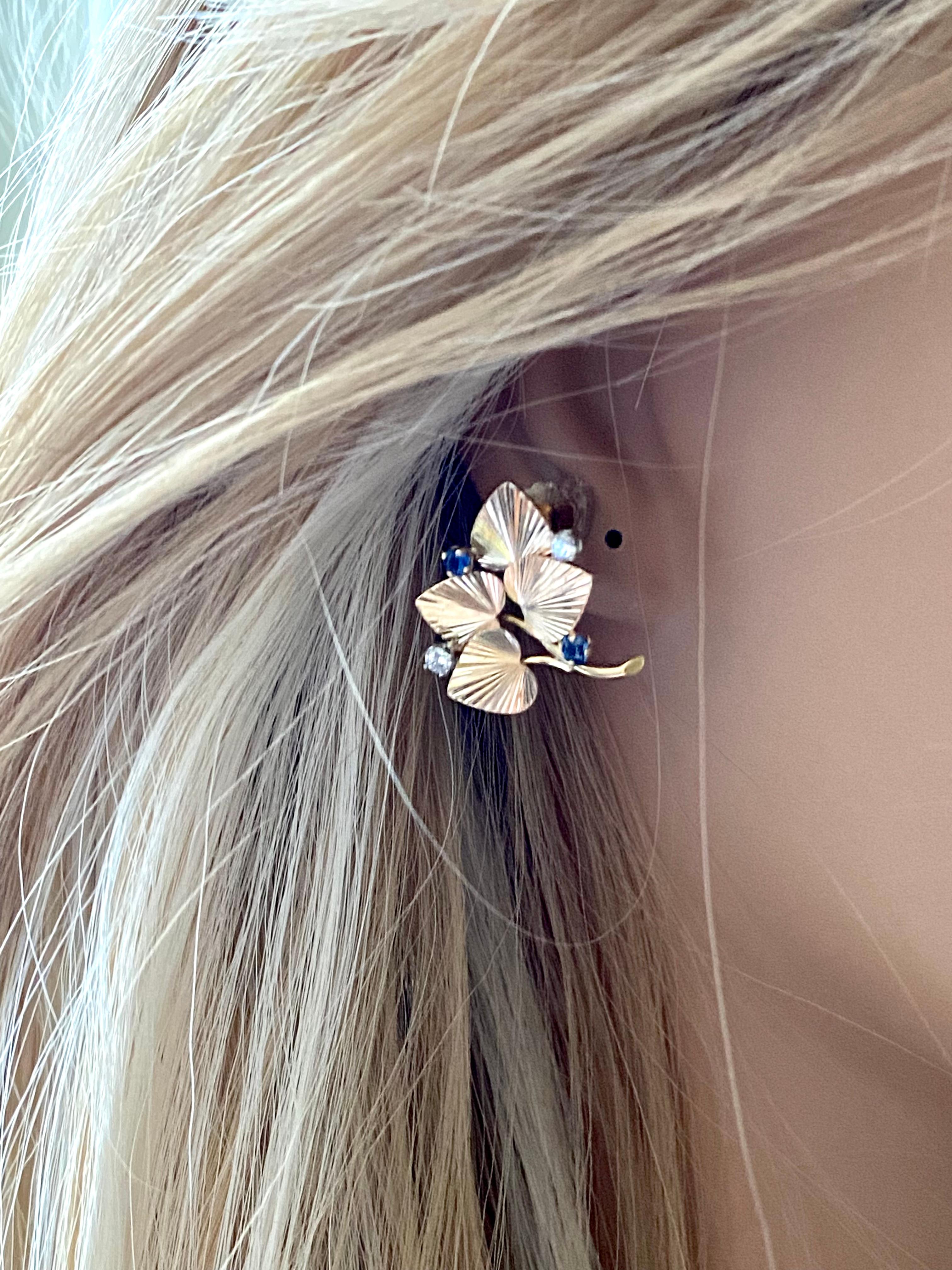Tiffany Retro Diamond Sapphire Yellow Gold Set Earrings Pendant Signed 7451 3