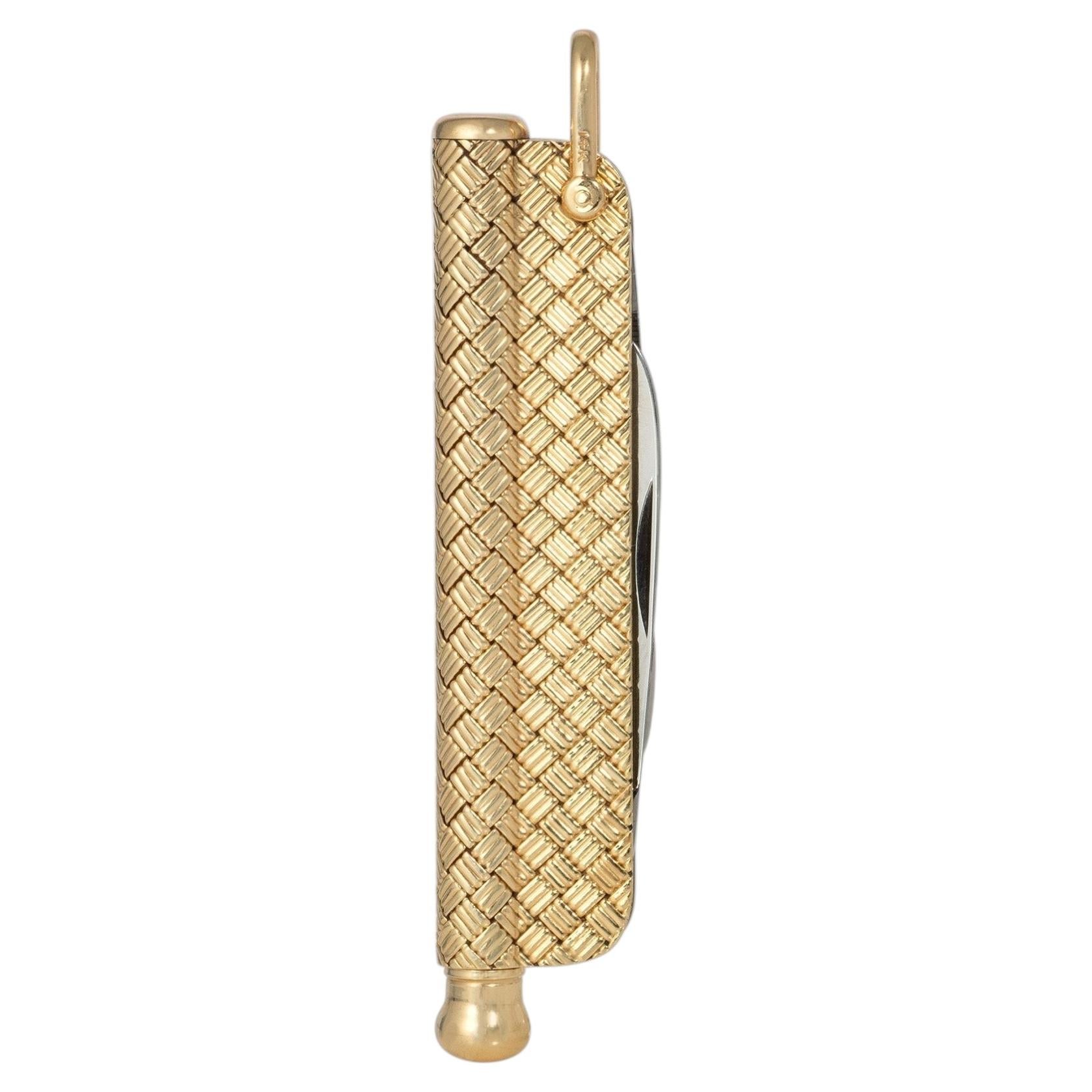 Colgante de Tiffany Retro con diseño de trenzado de cesta en oro, con forma de bolígrafo y cuchillo en venta
