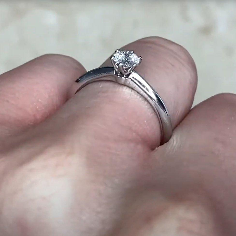 Tiffany Ring, Round Brilliant Cut Diamond (Approx 0.3-Carats) Engagement Ring For Sale 1