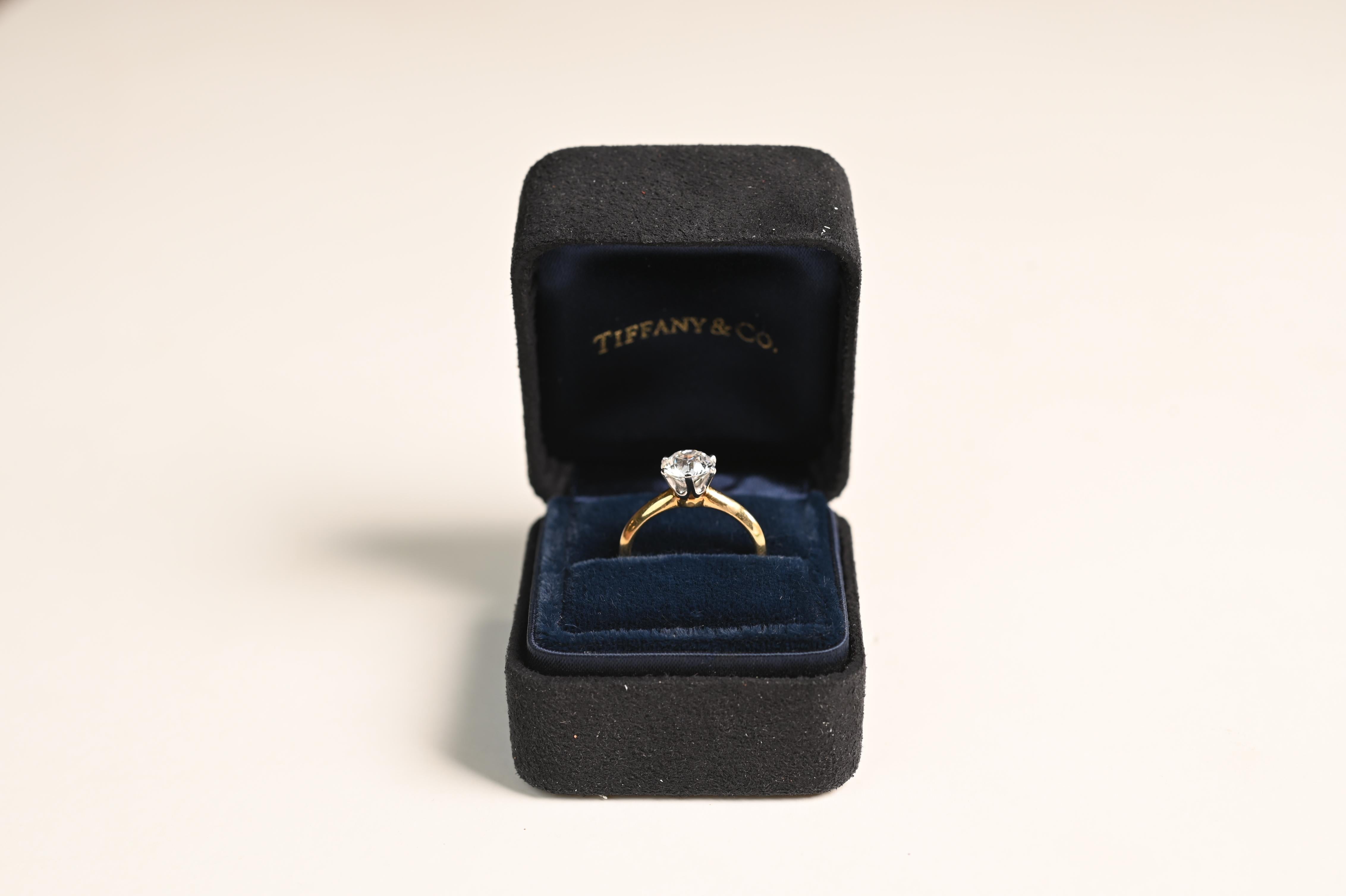 Tiffany-Ring, Tiffany & Co. Vintage-Diamant-Ring aus der Retro-Ära (ca. 1,3-karätiger Zeit) (Alteuropäischer Schliff) im Angebot