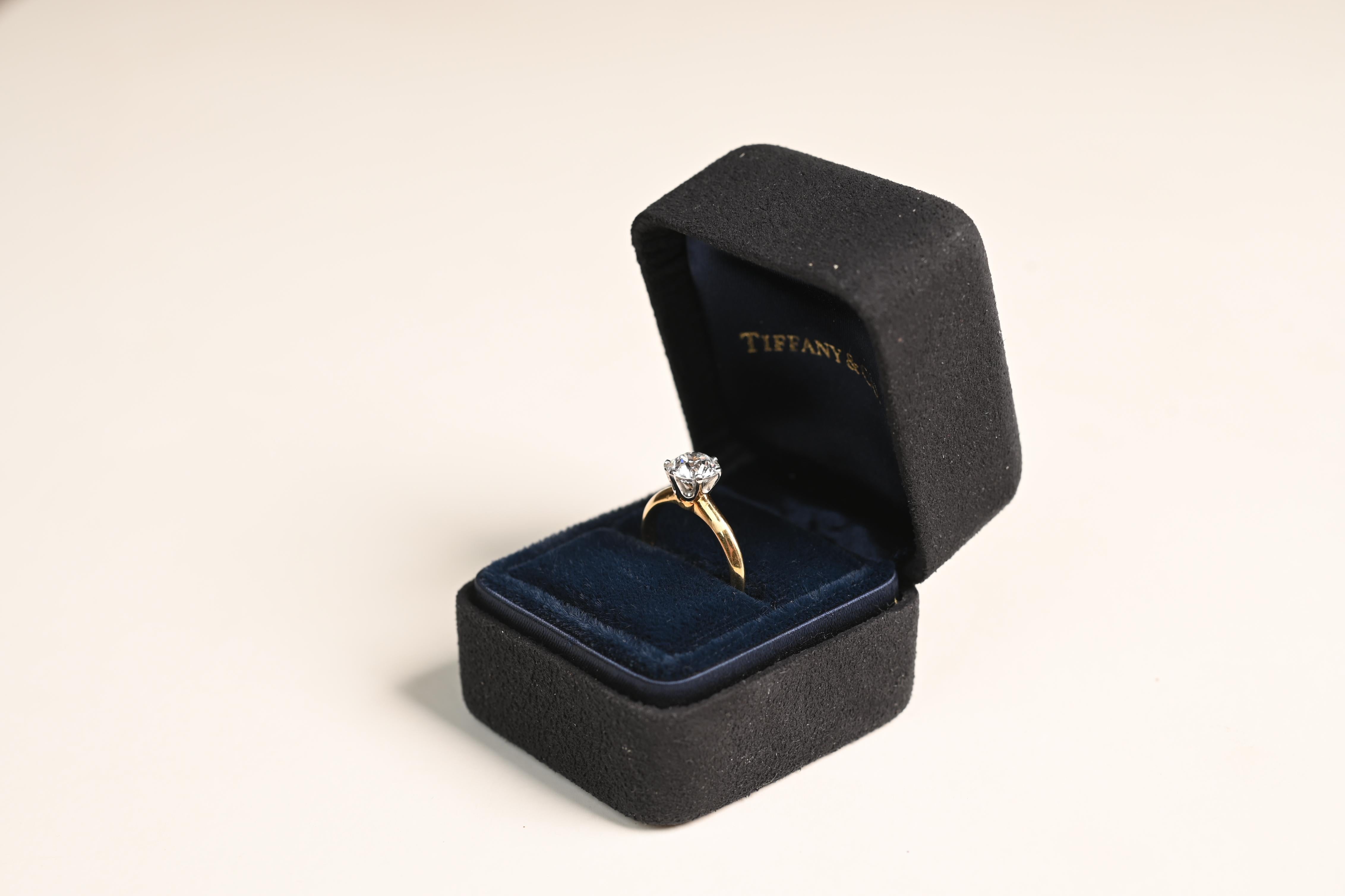 Tiffany-Ring, Tiffany & Co. Vintage-Diamant-Ring aus der Retro-Ära (ca. 1,3-karätiger Zeit) im Zustand „Hervorragend“ im Angebot in New York, NY