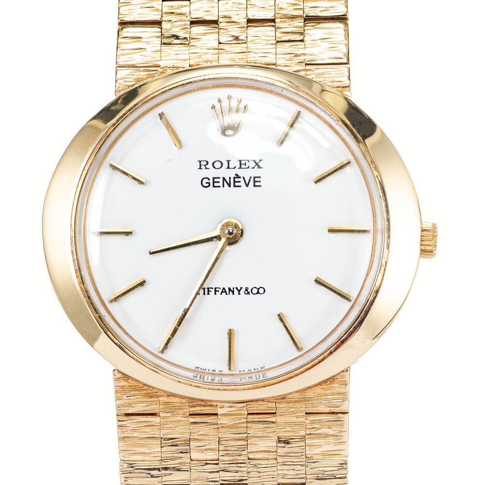 Tiffany Rolex Geneve Yellow Gold Ladies Wristwatch For Sale at 1stDibs