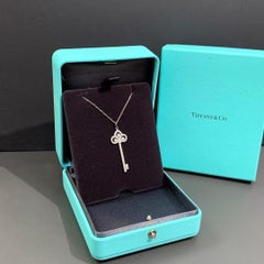 Tiffany Round Brilliant Diamonds Platinum Keys Fleur de Lis Key Pendant