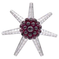 Vintage Tiffany Rubellite and Diamond Brooch