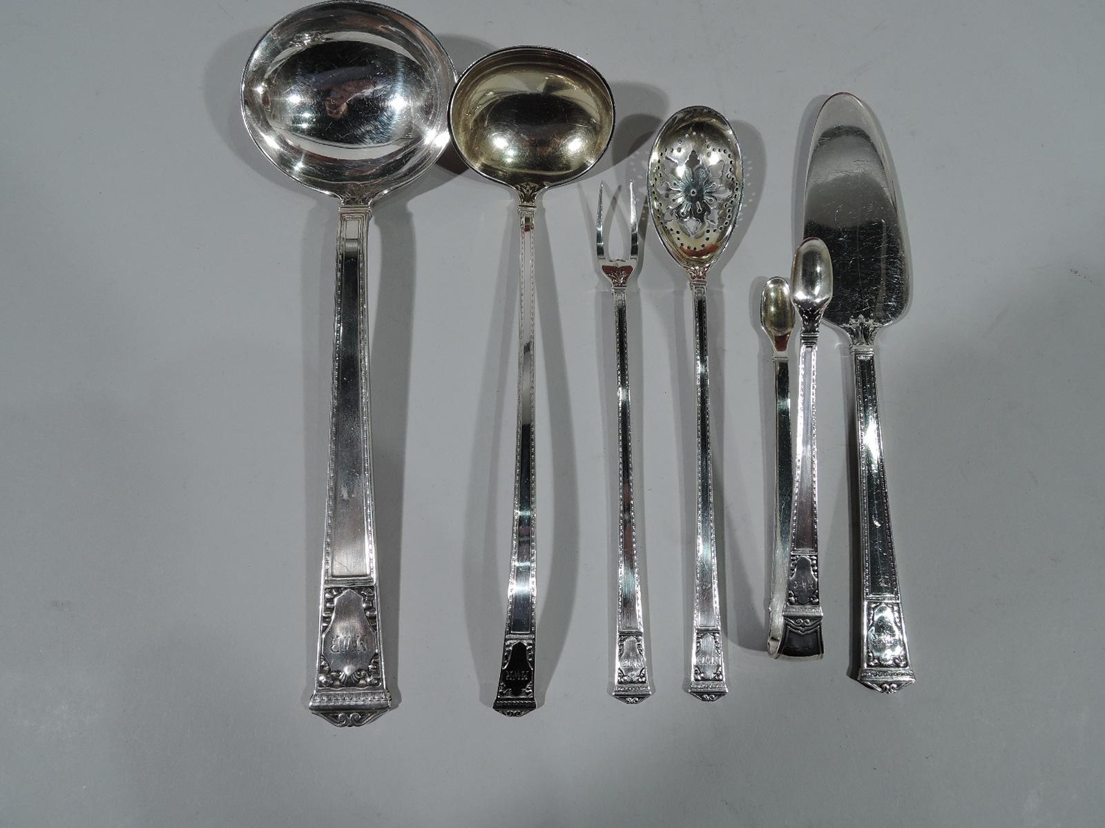Tiffany San Lorenzo Sterling Silver Dinner and Lunch Set for 12 with 170 Pieces In Good Condition In New York, NY