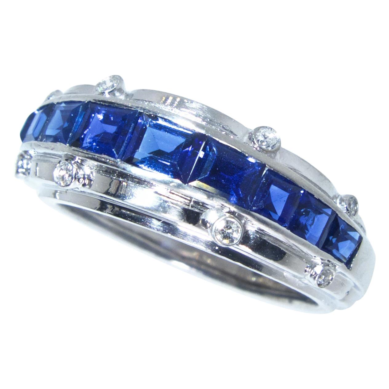 Tiffany & Co. Sapphire and Diamond Art Deco Band Ring, circa 1930 In Excellent Condition In Aspen, CO