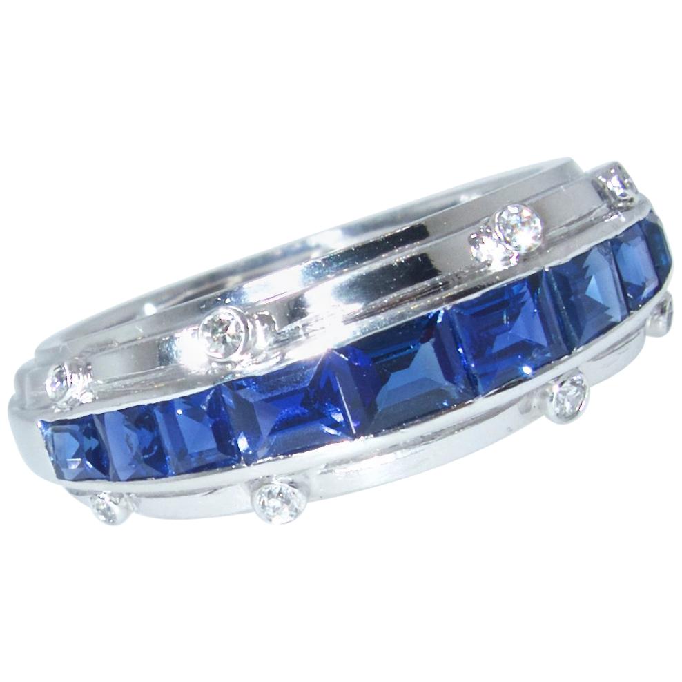 Women's or Men's Tiffany & Co. Sapphire and Diamond Art Deco Band Ring, circa 1930