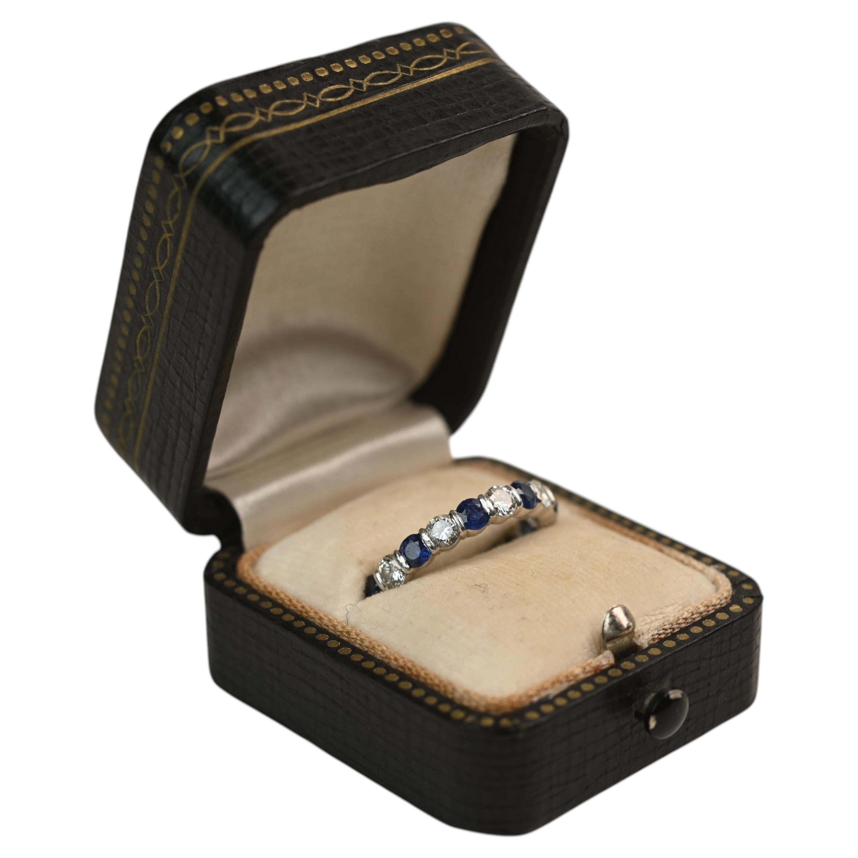 Tiffany Sapphire and Diamond Wedding Band. Alternating Eternity Band Platinum