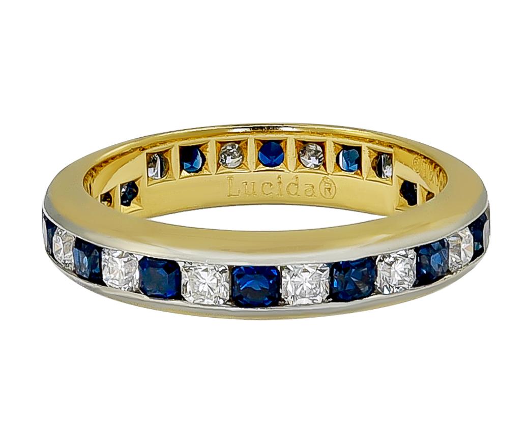 Pristine sapphire and diamond eternity band in the 