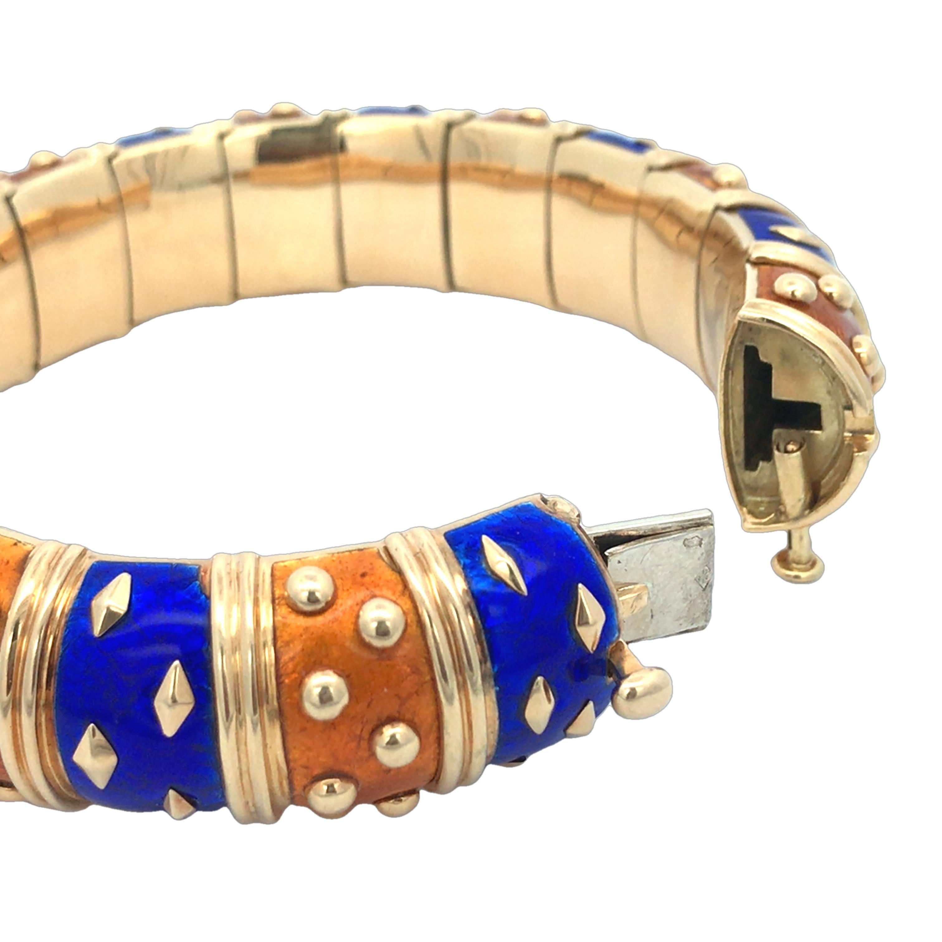 Tiffany Schlumberger, bracelet jonc en or 18 carats et émail Bon état - En vente à New York, NY