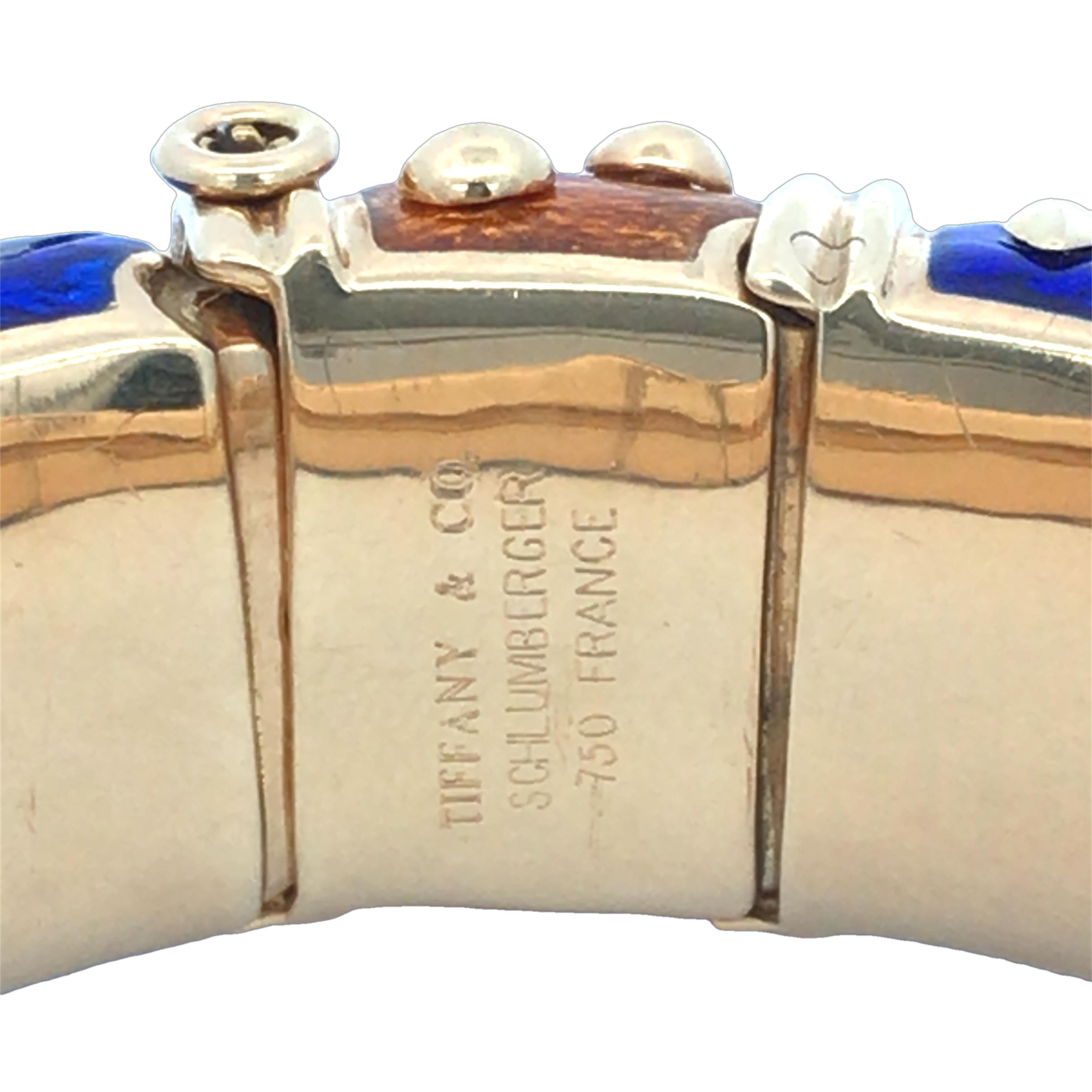 Tiffany Schlumberger, bracelet jonc en or 18 carats et émail Unisexe en vente