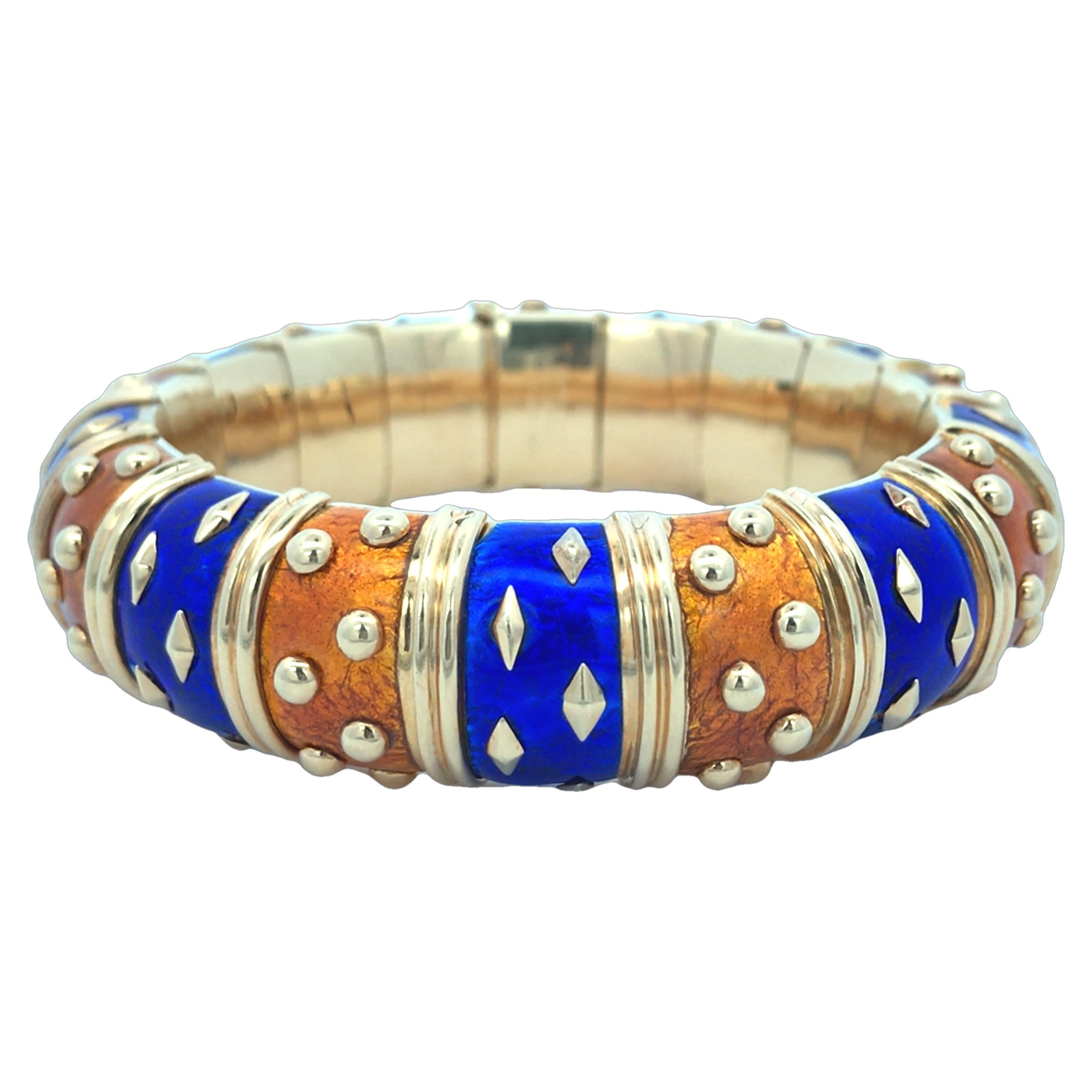 Tiffany Schlumberger, 18K Gold Enamel Bangle