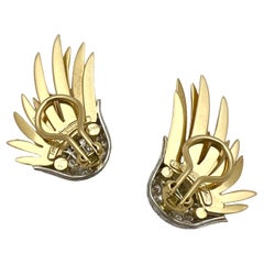 Tiffany Schlumberger 18k Gold Platinum Diamond Flame Earrings