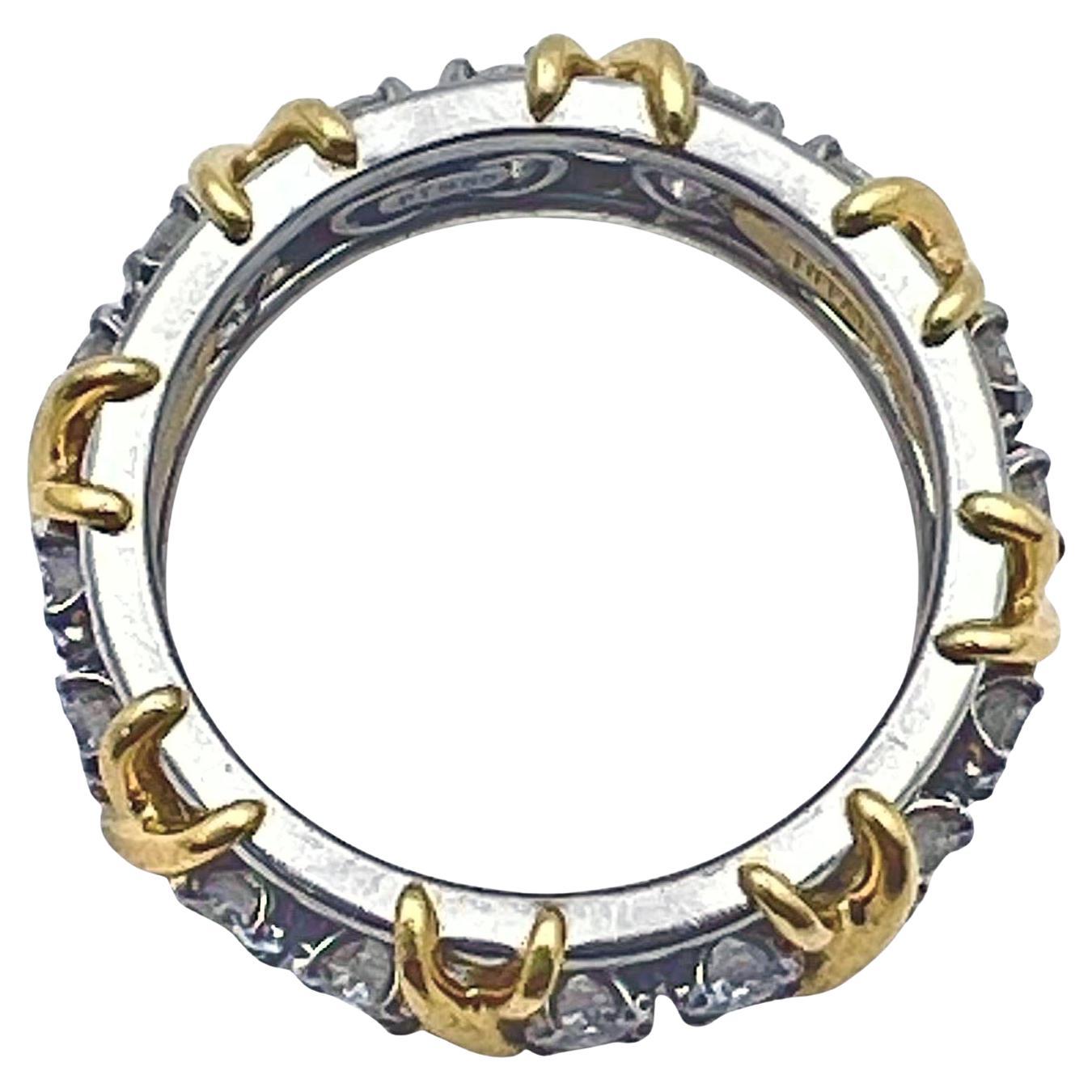 Brilliant Cut Tiffany Schlumberger 18k Gold Platinum Diamond Sixteen Stone Ring