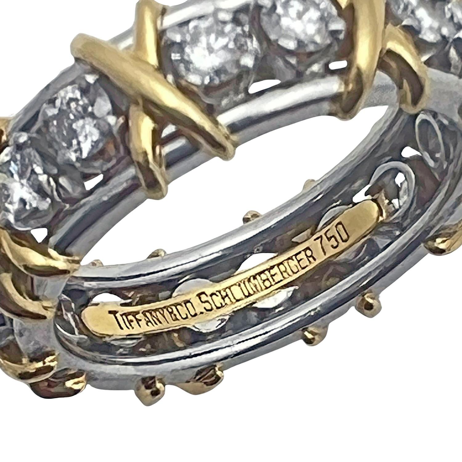 Women's or Men's Tiffany Schlumberger 18k Gold Platinum Diamond Sixteen Stone Ring