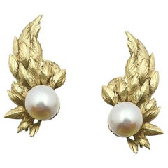 Tiffany Schlumberger 18k Yellow Gold Pearl Wing Earrings