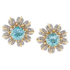 Tiffany Schlumberger Aquamarine Earrings  Signed Fine Jewelry