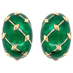 TIFFANY SCHLUMBERGER "Banana" Green Enamel Earrings