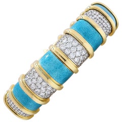 Tiffany Schlumberger Blue Enamel and Diamond Bracelet