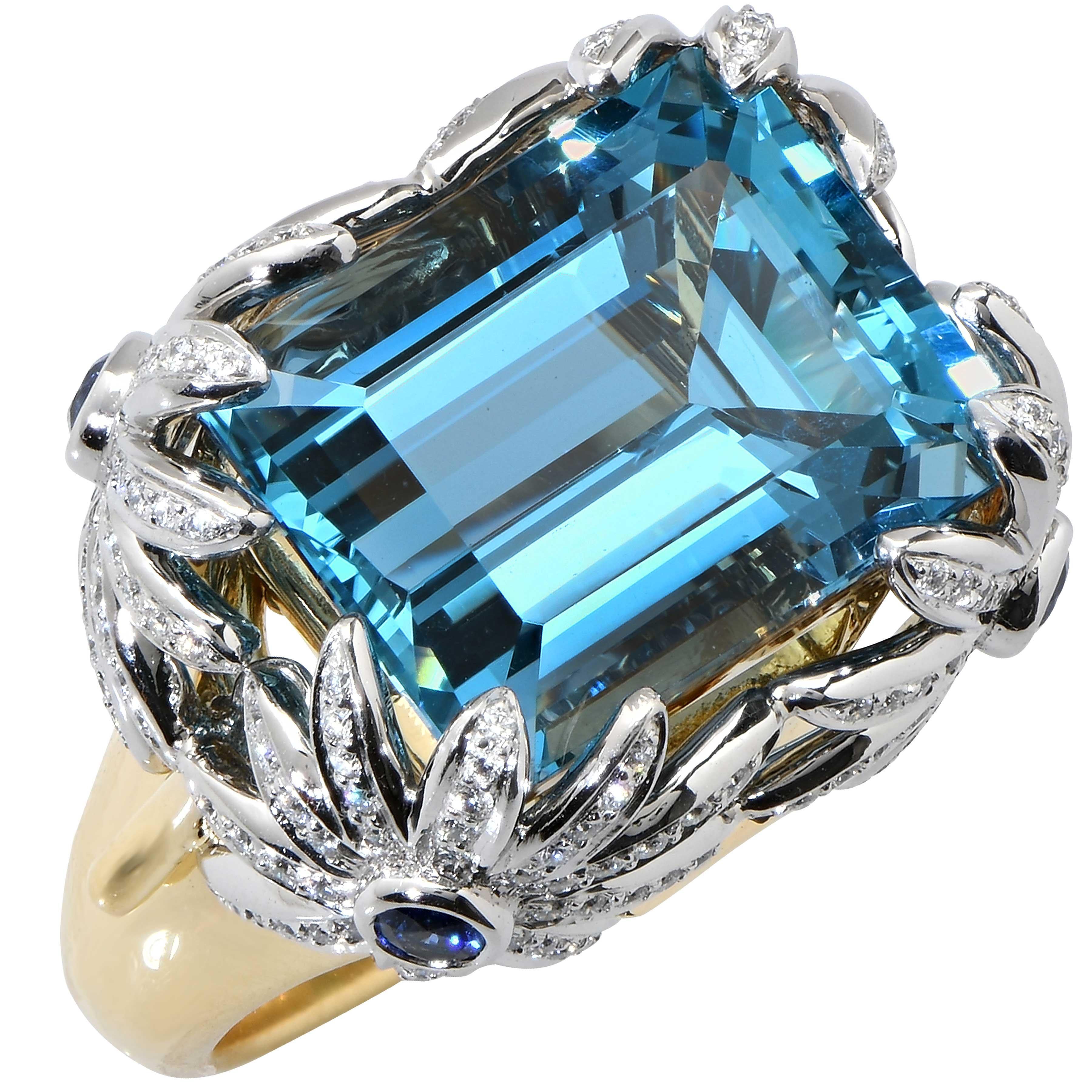 Baroque Revival Tiffany & Co. Schlumberger Daisy Aquamarine and Diamond Ring