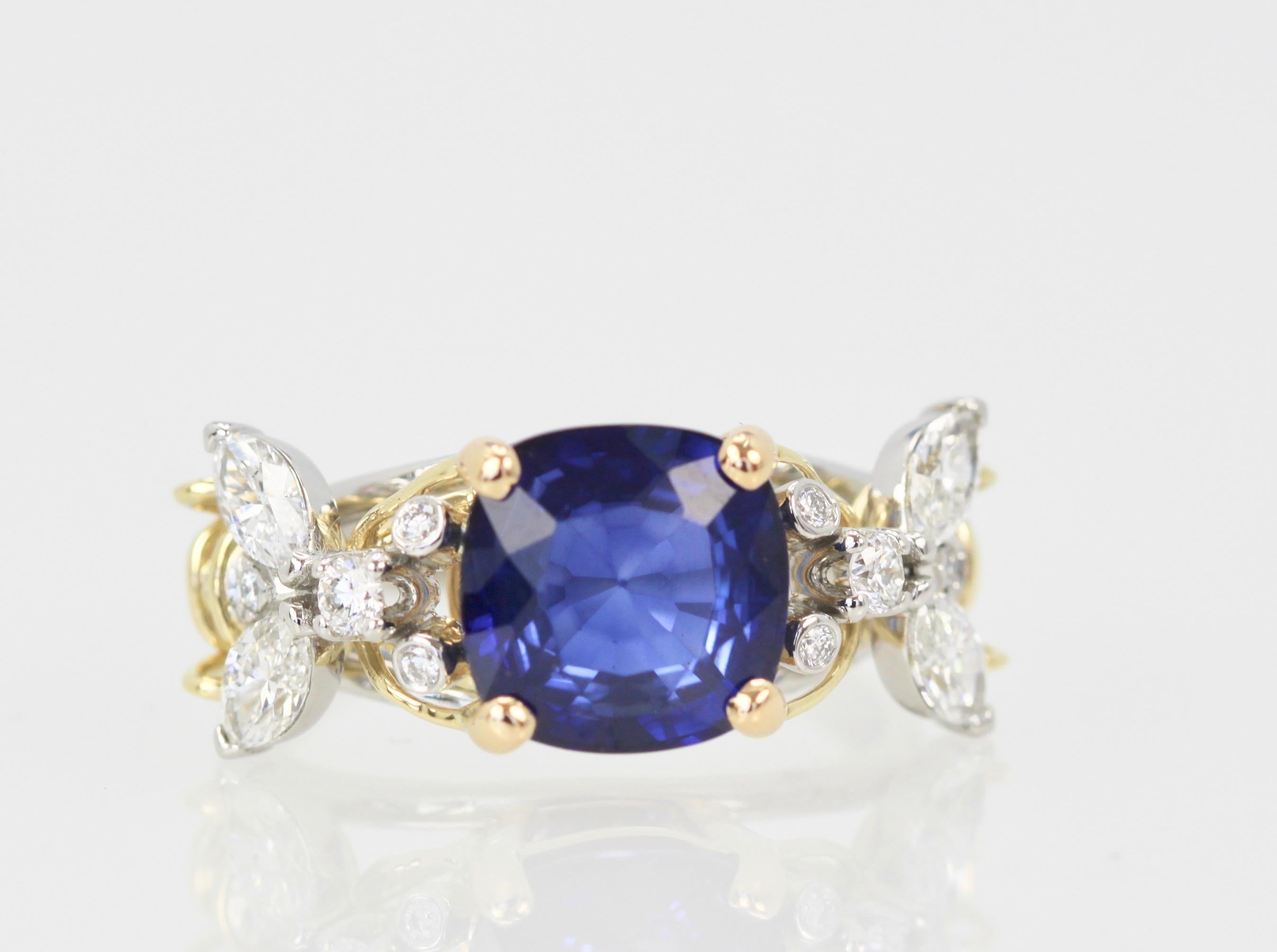 Tiffany & Co. Schlumberger Double Bee Ring with Blue Sapphire Diamonds 2