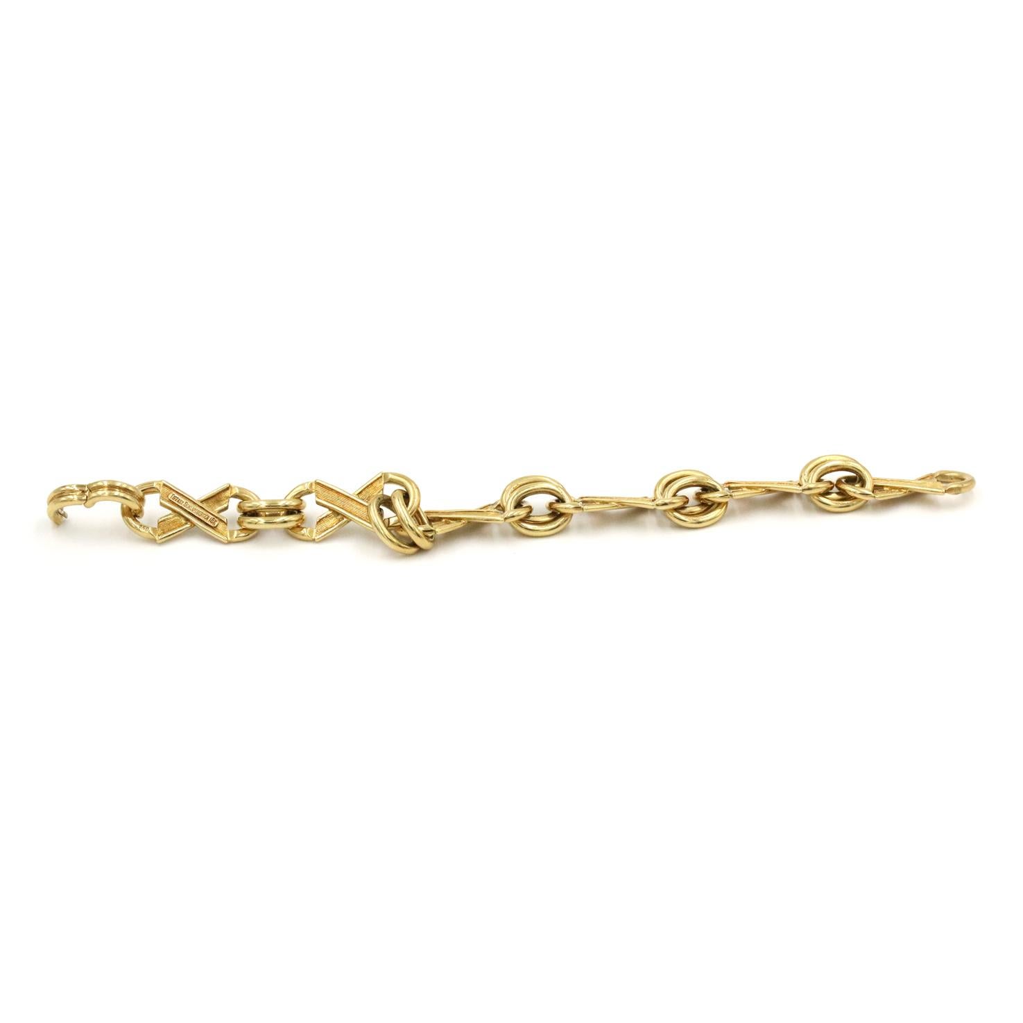 Tiffany Schlumberger Bracelet à maillons fantaisie en or jaune 18 carats Bon état - En vente à Naples, FL