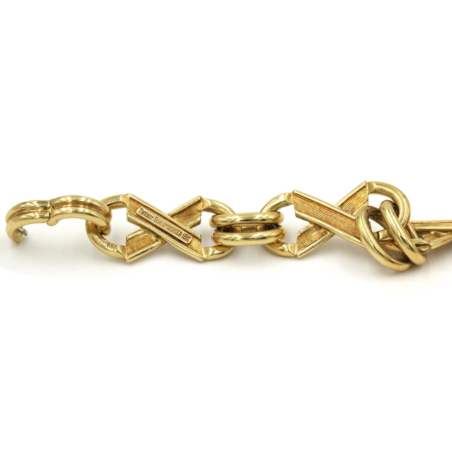 Tiffany Schlumberger Fancy Link Bracelet in 18K Yellow Gold In Good Condition For Sale In Naples, FL
