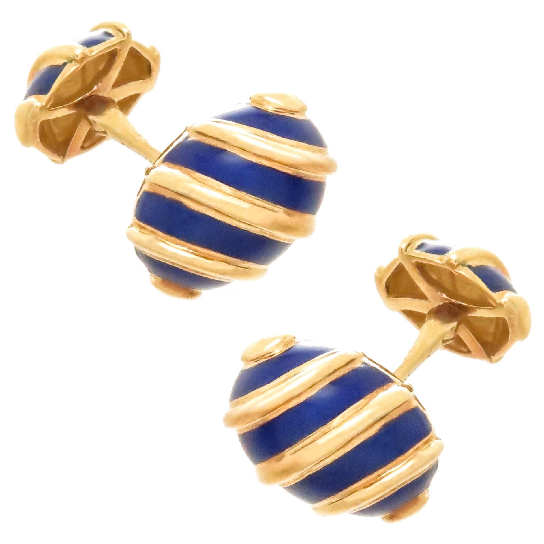 Tiffany & Co. Schlumberger Gold and Enamel Cufflinks