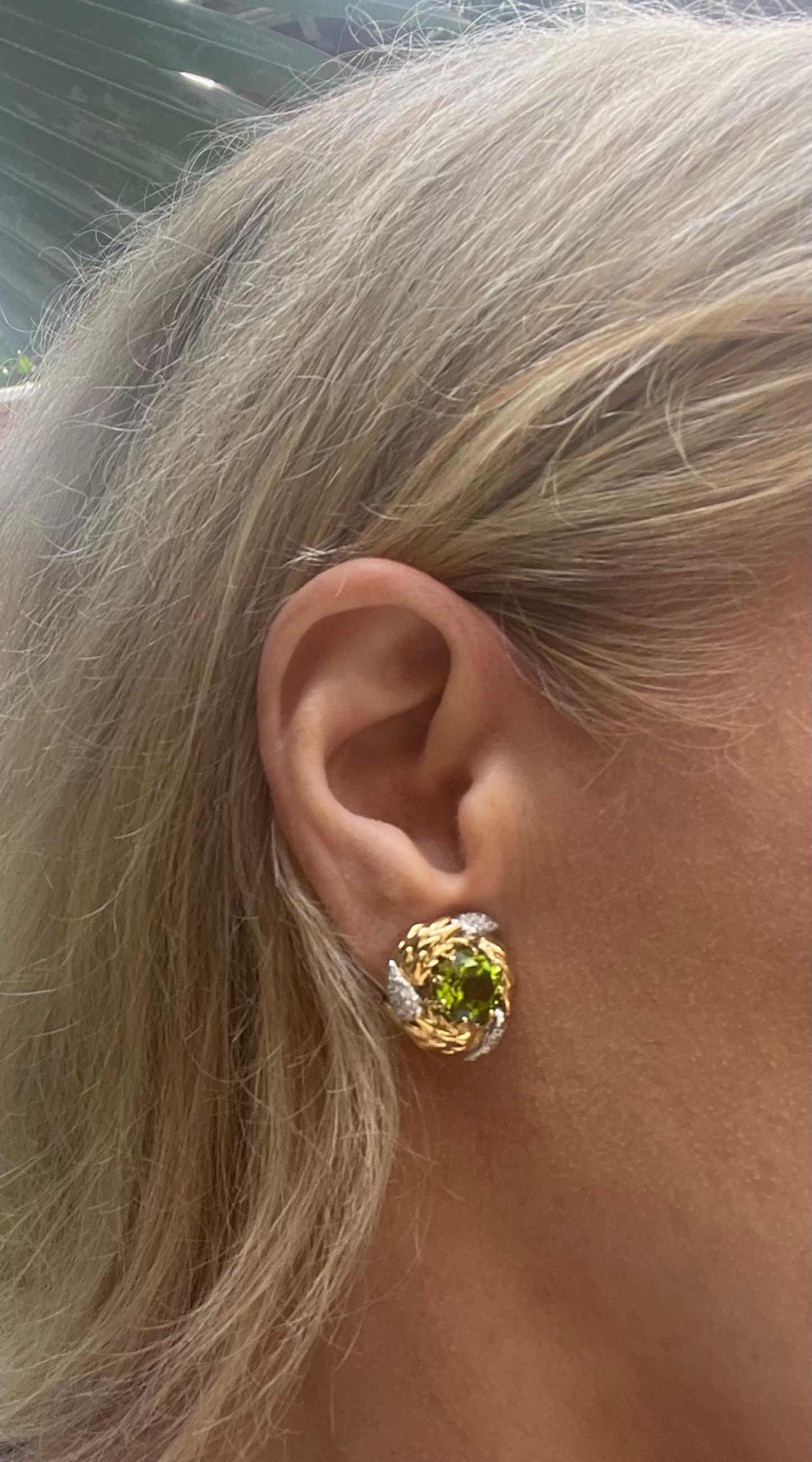 Tiffany Schlumberger Peridot Diamond Clip Earrings 1