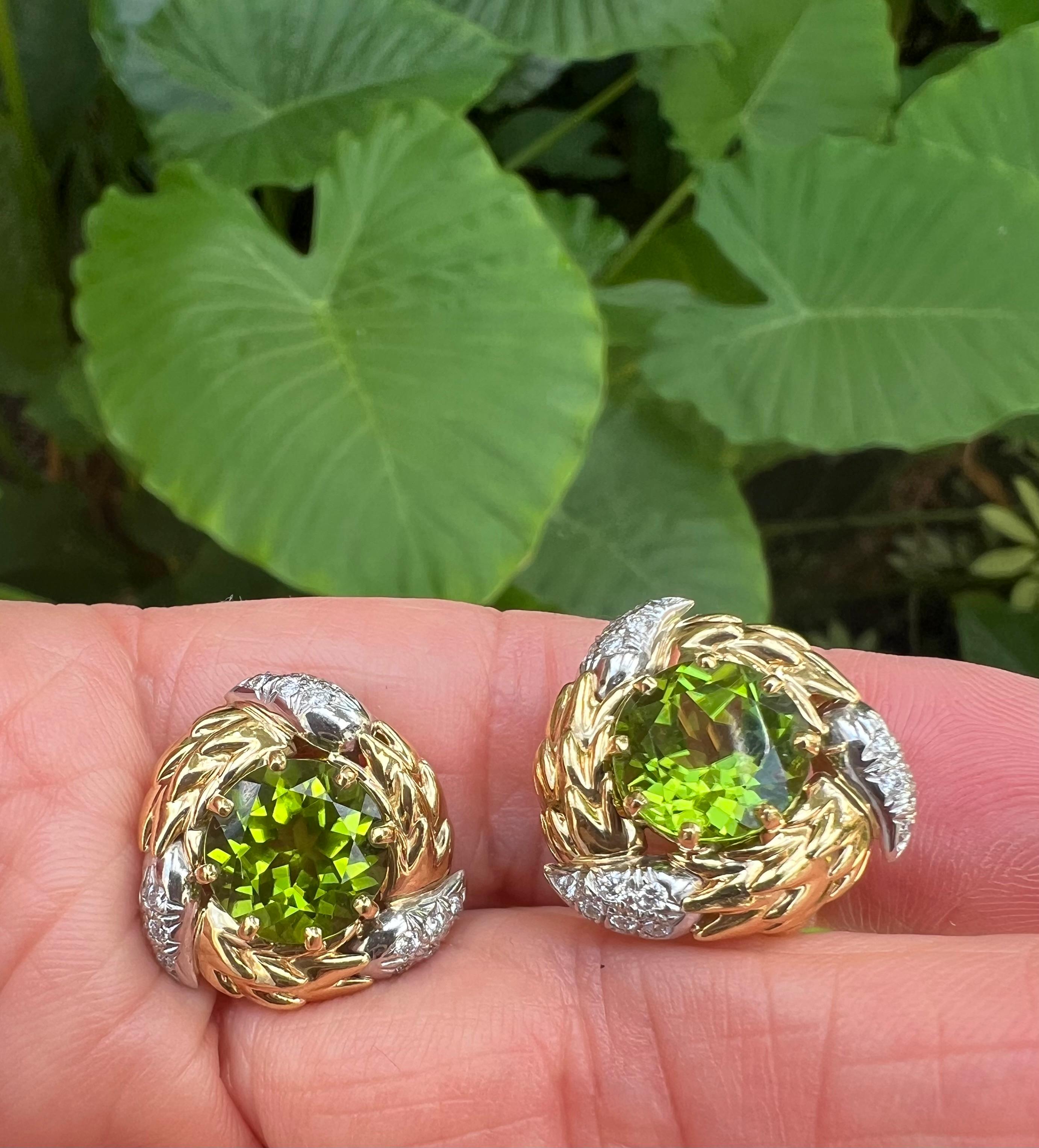 Tiffany Schlumberger Peridot Diamond Clip Earrings 2