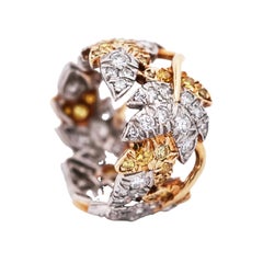 Tiffany Schlumberger, Platinum 18K Gold Yellow Diamond Diamond Ring