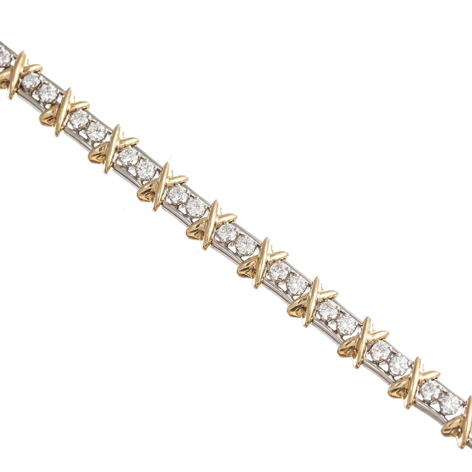 Brilliant Cut Tiffany Schlumberger Platinum Gold Diamond 36 Stone Bracelet