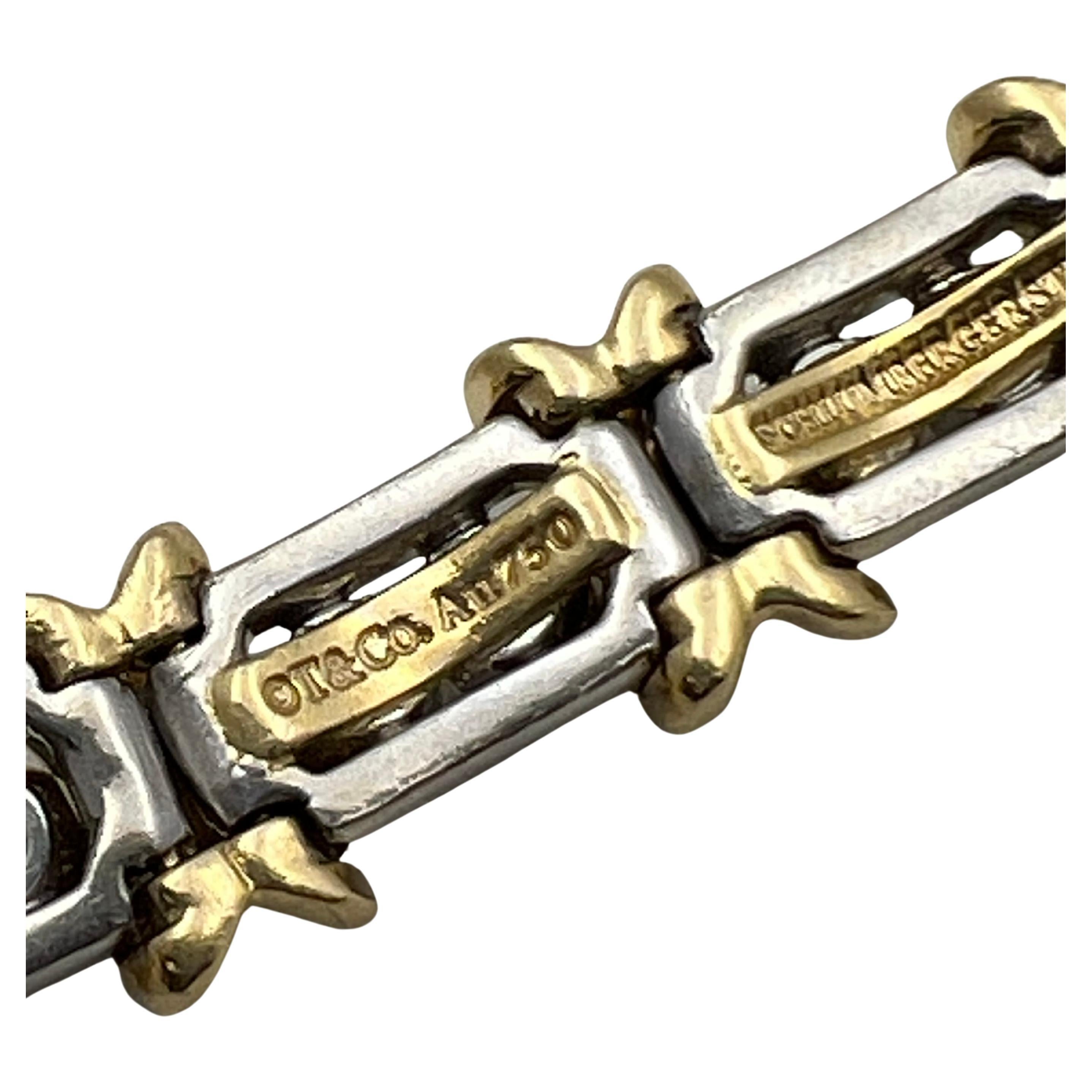 Tiffany Schlumberger Platinum Gold Diamond 36 Stone Bracelet In Excellent Condition In Palm Beach, FL