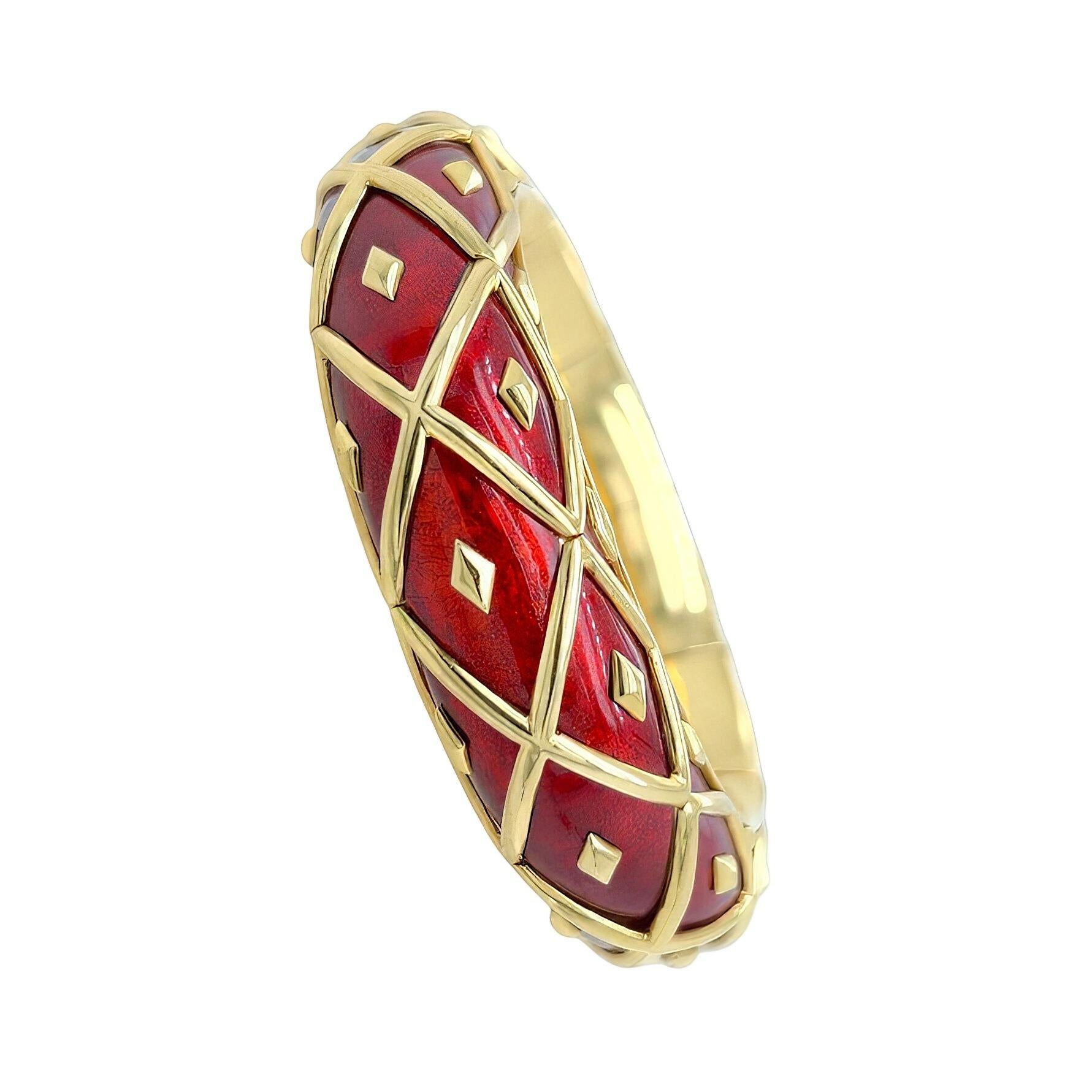 Donna Bracciale a losanghe con smalto rosso TIFFANY SCHLUMBERGER in vendita