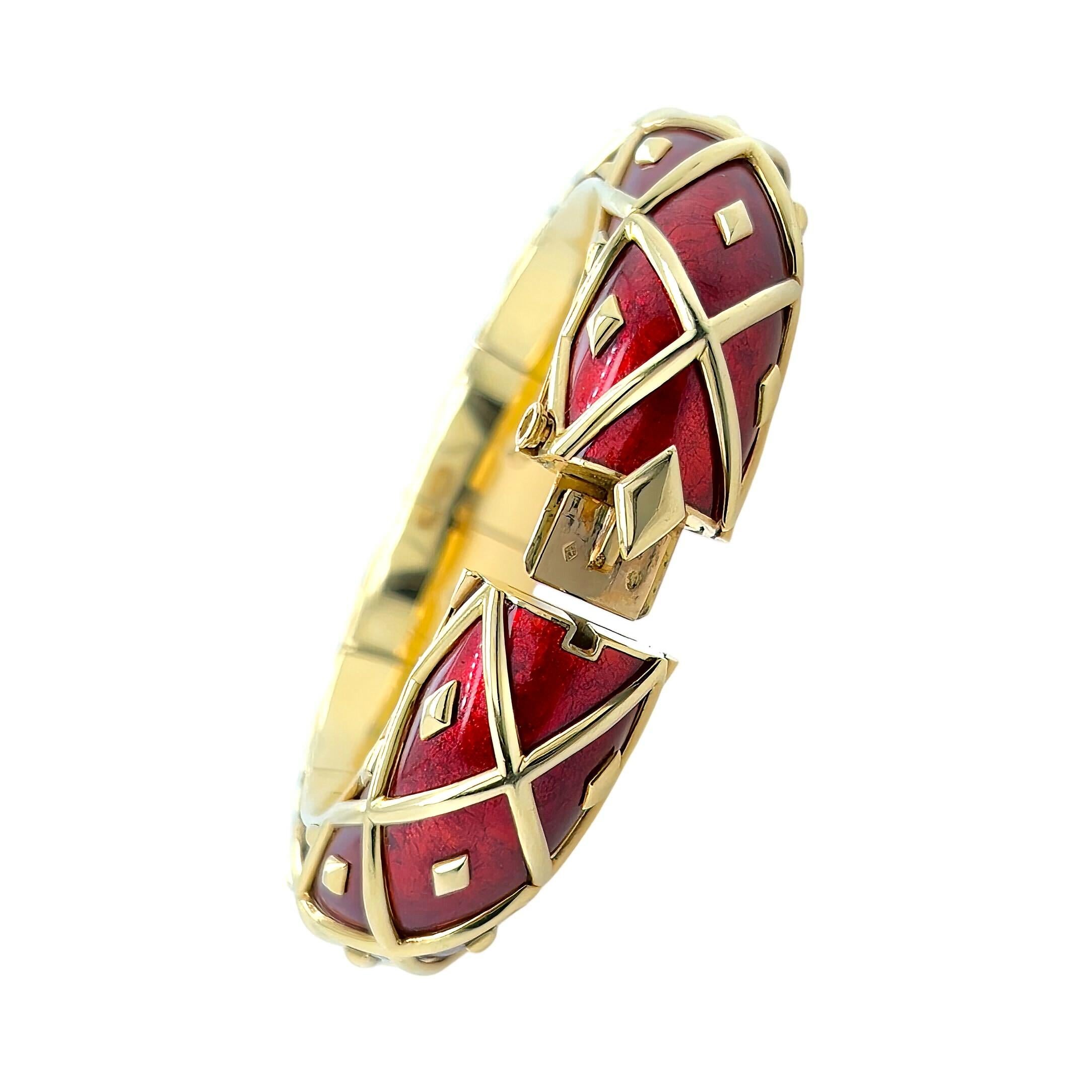 Bracciale a losanghe con smalto rosso TIFFANY SCHLUMBERGER in vendita 1