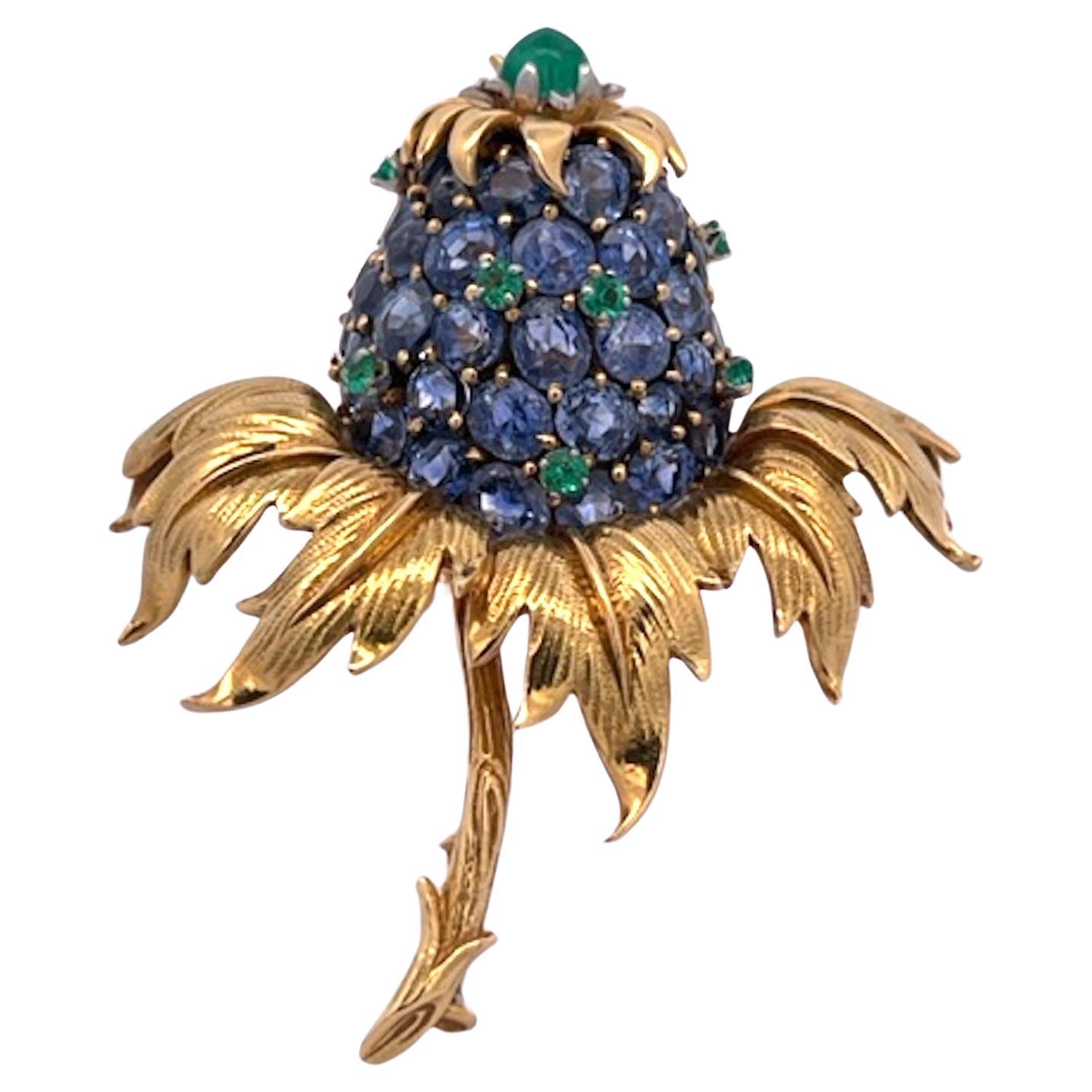Tiffany Schlumberger Thistle Brooch Sapphires