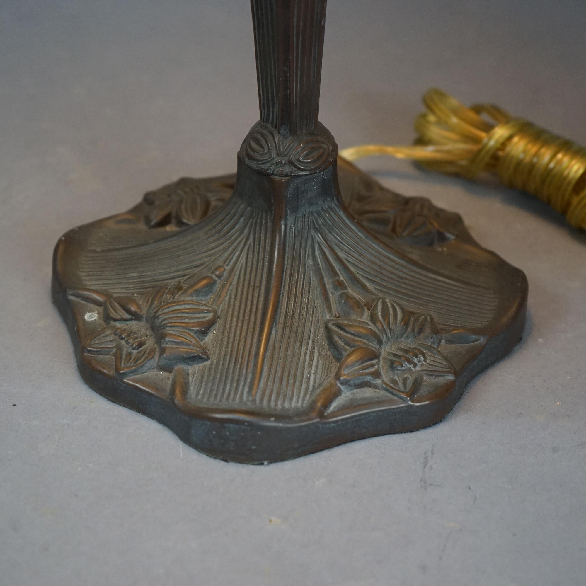 Tiffany School Dragonfly Leaded & Jeweled Glass Table Lamp, 20th Century In Good Condition In Big Flats, NY